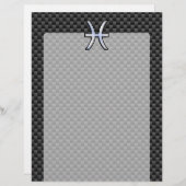 Pisces Zodiac Sign in Carbon Fibre Style (Voorkant / Achterkant)