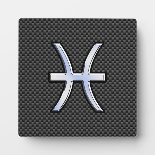 Pisces Zodiac Sign in Carbon Fibre Style Fotoplaat (Voorkant)