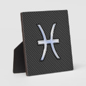 Pisces Zodiac Sign in Carbon Fibre Style Fotoplaat (Voorkant)