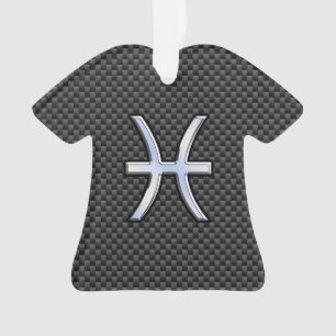 Pisces Zodiac Sign in Carbon Fibre Style Ornament