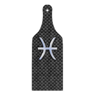 Pisces Zodiac Sign in Carbon Fibre Style Snijplank