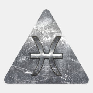 Pisces Zodiac Sign in grunge steel style decor Driehoek Sticker
