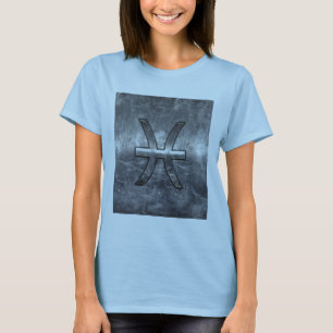 Pisces Zodiac Sign in grunge steel style decor T-shirt
