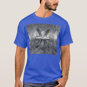 Pisces Zodiac Sign in grunge steel style decor T-shirt