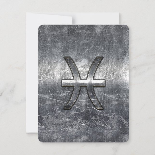Pisces Zodiac Sign in grunge steel style print (Voorkant)