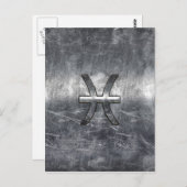 Pisces Zodiac Sign in grunge steel style print Briefkaart (Voorkant / Achterkant)