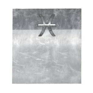 Pisces Zodiac Sign in grunge steel style print Notitieblok