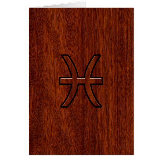Pisces Zodiac Sign in Mahogany Wood Style (Voorkant)