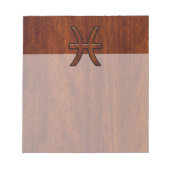 Pisces Zodiac Sign in Mahogany Wood Style Notitieblok (Voorkant)