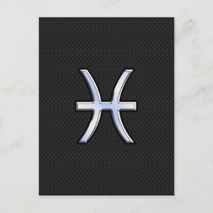 Pisces Zodiac Sign on Black Snake Skin Decor Briefkaart