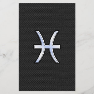 Pisces Zodiac Sign on Black Snake Skin Decor Briefpapier