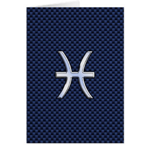 Pisces Zodiac Sign on Blue Carbon Fiber Print