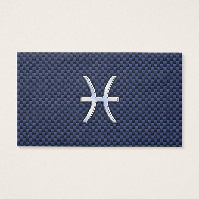 Pisces Zodiac Sign on Blue Carbon Fibre Print (Devant)
