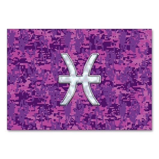 Pisces Zodiac Sign on Fuchsia Digital Camo Kaart (Voorkant)