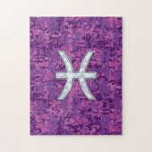 Pisces Zodiac Sign on Fuchsia Digital Camo Legpuzzel (Verticaal)