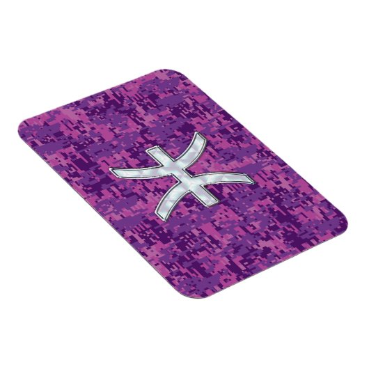 Pisces Zodiac Sign on Fuchsia Digital Camo Magneet (Rechterzijde)