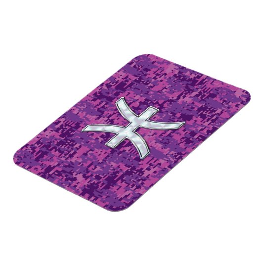 Pisces Zodiac Sign on Fuchsia Digital Camo Magneet (Linkerzijde)