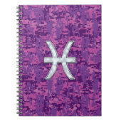 Pisces Zodiac Sign on Fuchsia Digital Camo Notitieboek (Voorkant)