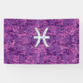 Pisces Zodiac Sign on Fuchsia Pink Digital Camo Spandoek (Horizontaal)