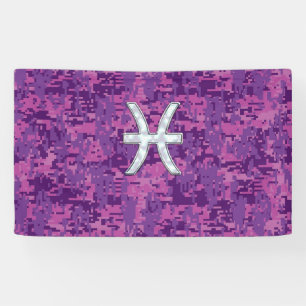 Pisces Zodiac Sign on Fuchsia Pink Digital Camo Spandoek