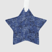 Pisces Zodiac Sign on Navy Blue Digital Camouflage (dos)