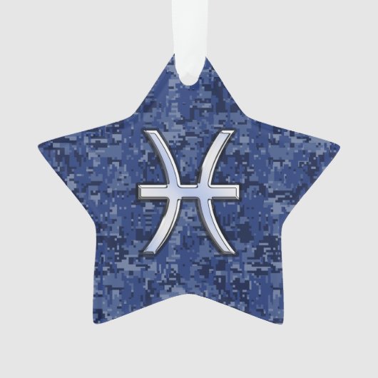 Pisces Zodiac Sign on Navy Blue Digital Camouflage (devant)