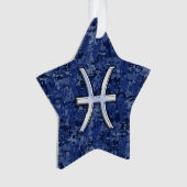 Pisces Zodiac Sign on Navy Blue Digital Camouflage (devant)