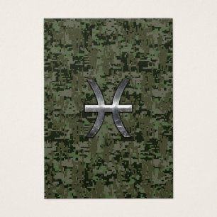Pisces Zodiac Sign on Woodland Camouflage numériqu