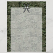 Pisces Zodiac Sign on Woodland Green Digital Camo (Voorkant)