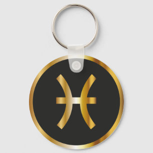 Pisces Zodiac Sign Sleutelhanger Black & Gold