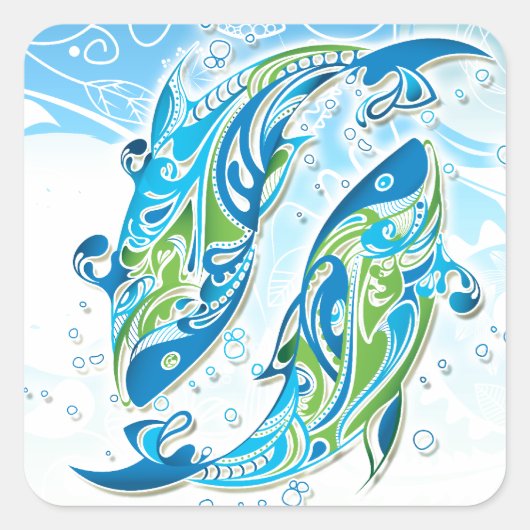 Pisces Zodiac Sign Vierkante Sticker (Voorkant)