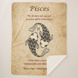 Pisces Zodiac Sign with Affirmations Sherpa Deken