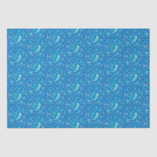 Pisces zodiac sign zee blauw modern tissuepapier (Voorkant)