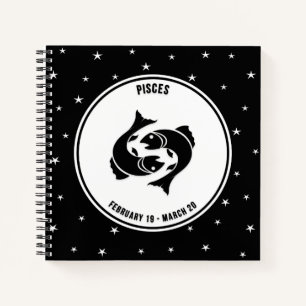 Pisces Zodiac Sign., Zwart-witboek Notitieboek
