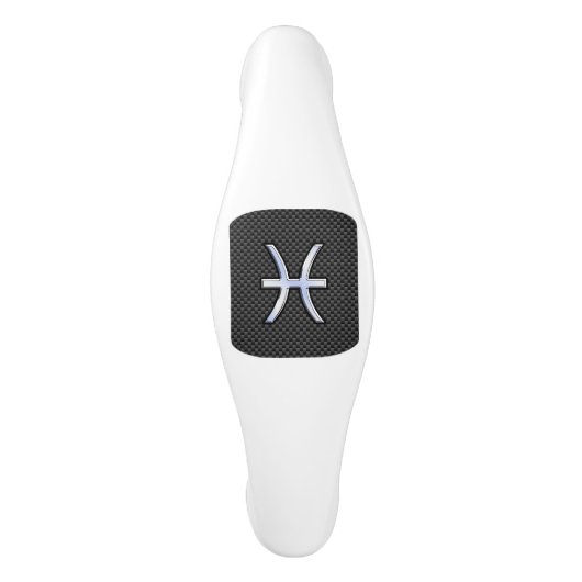 Pisces Zodiac Silver Symbol Carbon Style Keramische Kastgreep (Voorkant)
