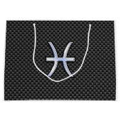 Pisces Zodiac Silver Symbol Carbon Style Large Cadeautasje (Voorkant)
