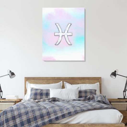 Pisces Zodiac Symbol Moeder van stijl Pearl Canvas Afdruk (Insitu (Slaapkamer))