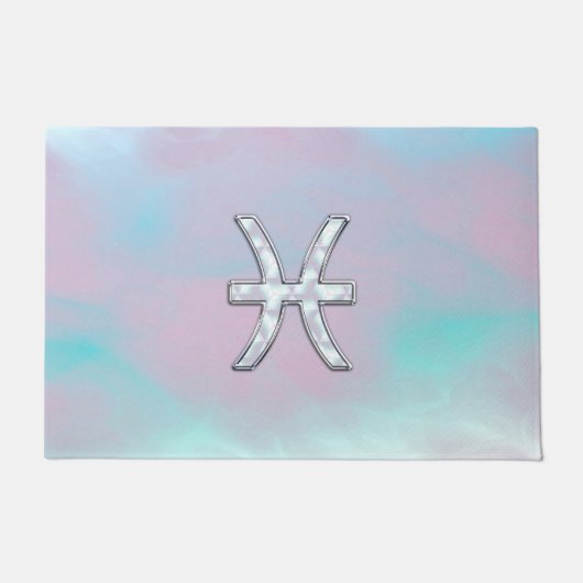 Pisces Zodiac Symbol Pastel Moeder van parelstijl Deurmat (Voorkant)