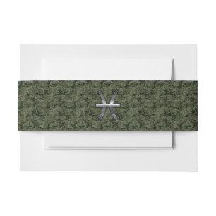 Pisces Zodiac Symbol Woodland Digital Camouflage Uitnodigingen Wikkel