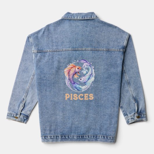 Pisces Zodiac - Veste Denim pour femmes (Verso)