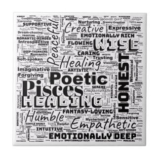 Pisces Zodiac Word Cloud Inspirational Photo Tile Tegeltje