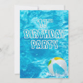 Piscine 17ème anniversaire Invitation de fête (Devant)