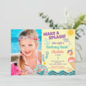 Piscine anniversaire photo invitation pour fille (Debout devant)
