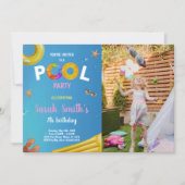 Piscine Bleue Jaune Invitations Anniversaire avec  (Devant)