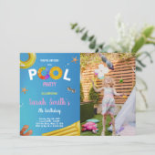 Piscine Bleue Jaune Invitations Anniversaire avec  (Debout devant)