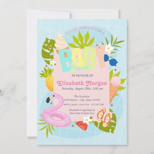 Piscine Crème glacée Baby shower Invitation (Devant)
