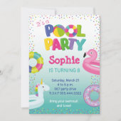 PISCINE DE FILLE, INVITATION FLAMANT ROSE FLOT (Devant)