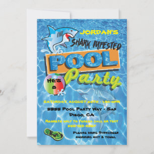 Piscine de requins Invitations de fête d'anniversa