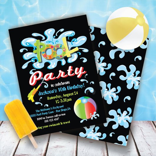Piscine d'eau fêter les invitations d'anniversaire