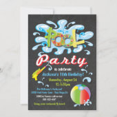 Piscine d'eau fêter les invitations d'anniversaire (Devant)